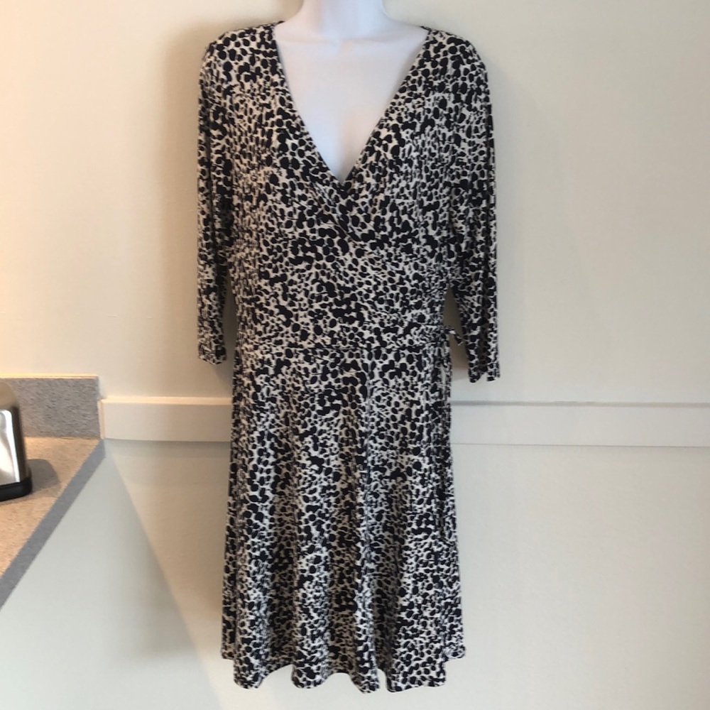 Talbots faux wrap dress,side tie and gathering.